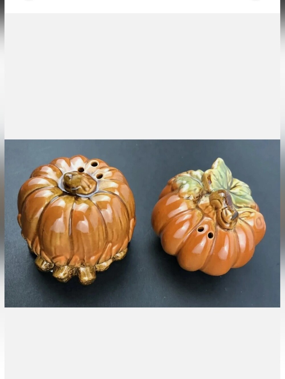Orange Ceramic Pumpkin Salt and Pepper Shaker Set by